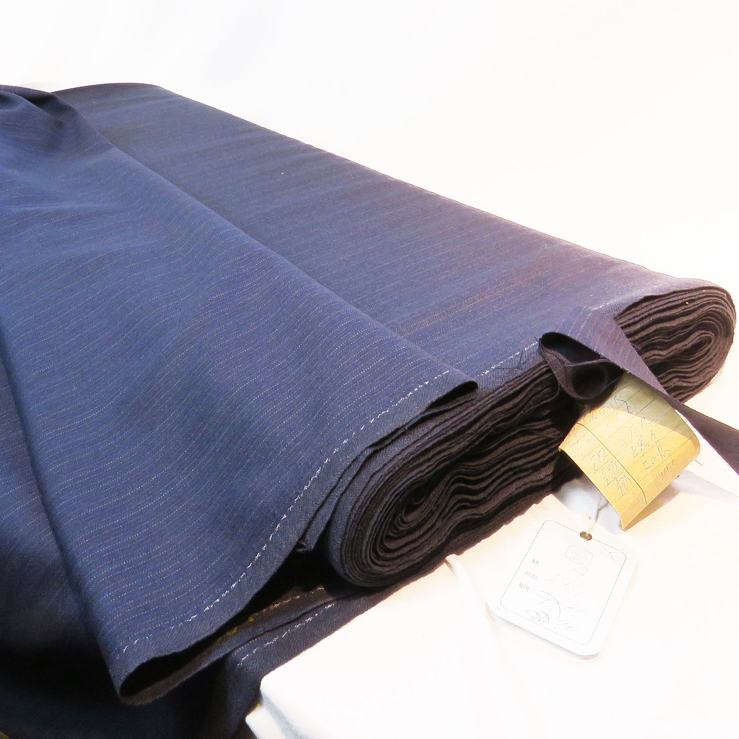 Pinstriped Vintage Suiting Wool in Blue Shades