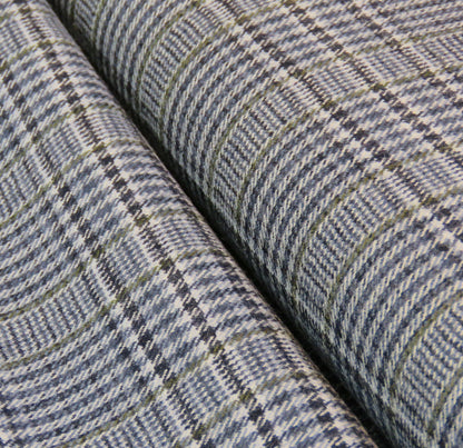 Vintage Checked 100% Wool in Blue and White