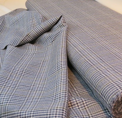 Vintage Checked 100% Wool in Blue and White