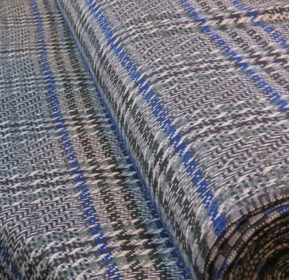 Thick gray and blue checkered coat wool