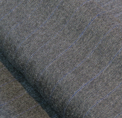 Vintage Gray Soft Suit Wool with White Pinstripe