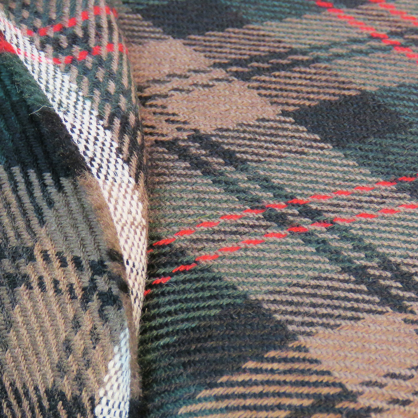 Klanternet Coat Wool in Green and Brown with a Red Stripe