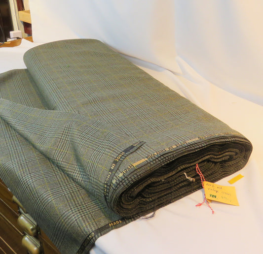 Vintage Plaid Suit Wool with Yellow and Green Stripe