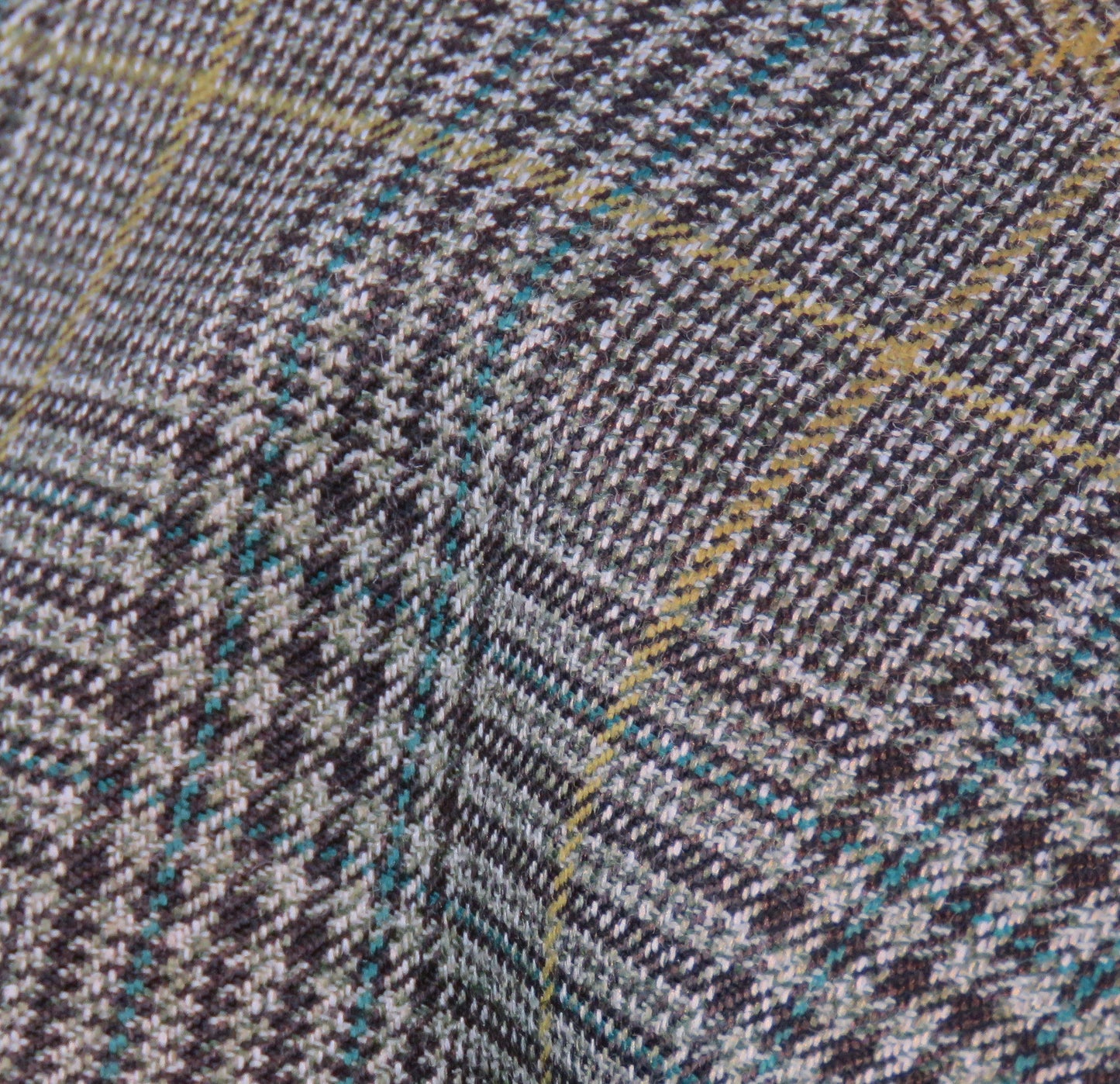 Vintage Plaid Suit Wool with Yellow and Green Stripe