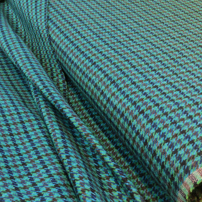 Dog tooth tartan Green/Blue coat wool