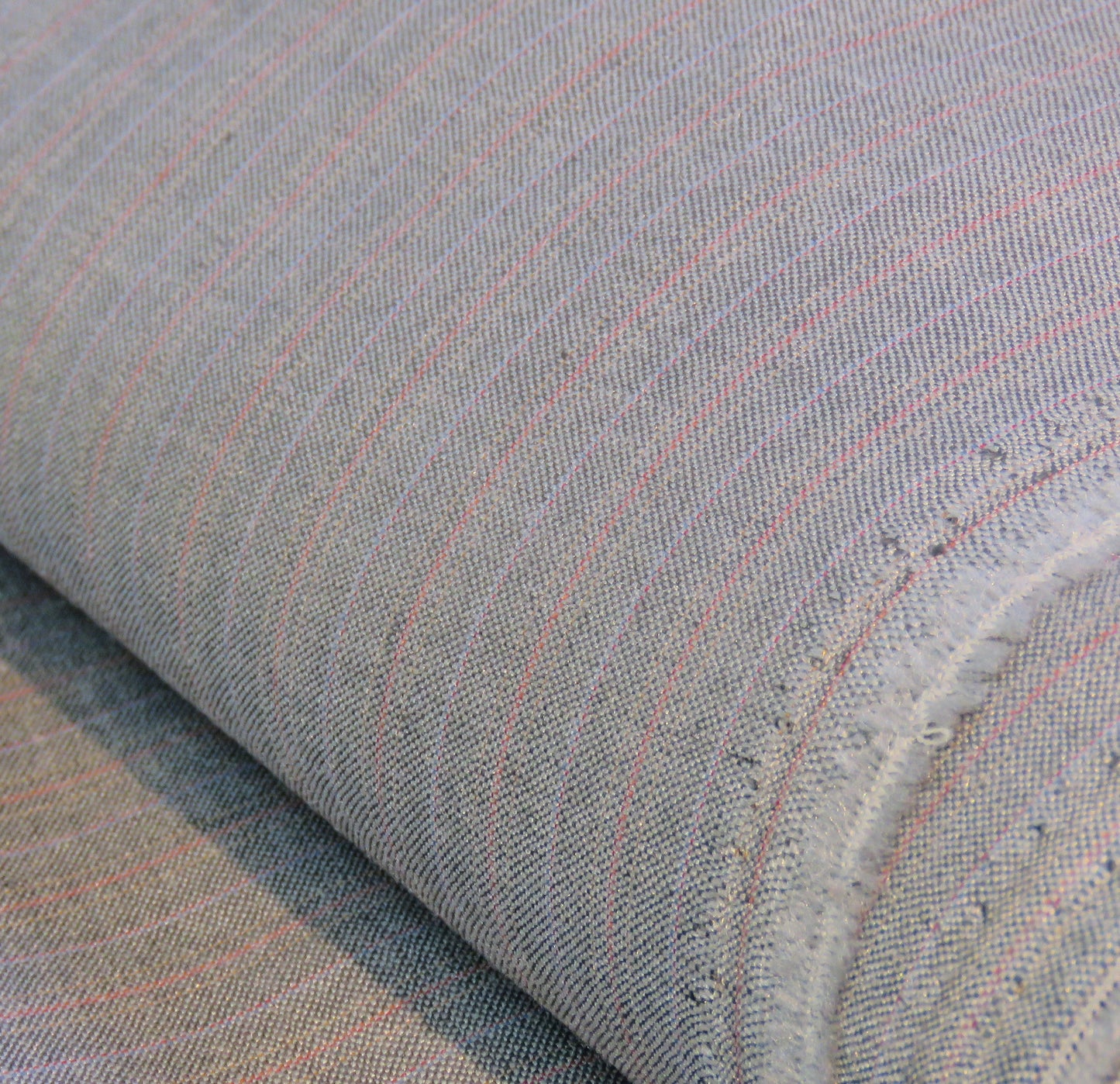 Vintage Suit Wool with Delicate Red and Violet Stripes