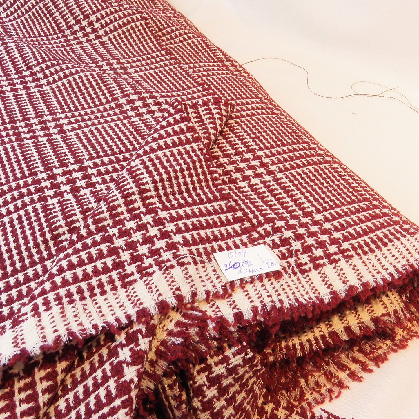 Loosely Woven "Ungaro" Coat Wool with Red and White Checks