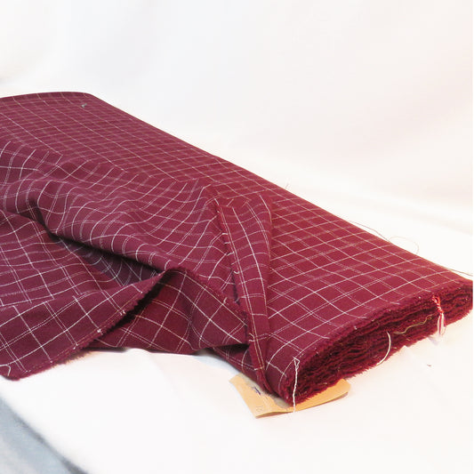 Light Bordeaux Wool with Woven White Stripes